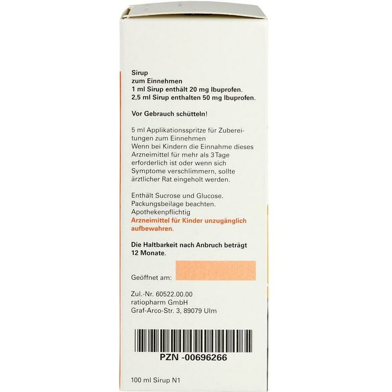 IBU-RATIOPHARM Fiebersaft für Kinder 20 mg/ml