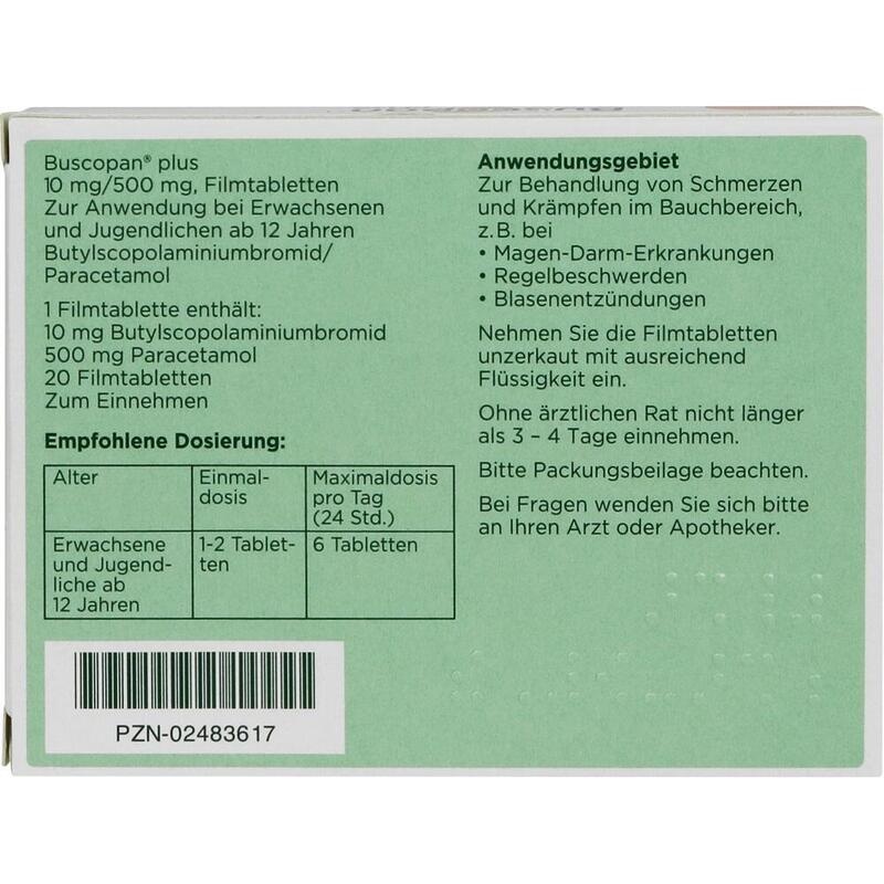 BUSCOPAN plus 10 mg/500 mg Filmtabletten