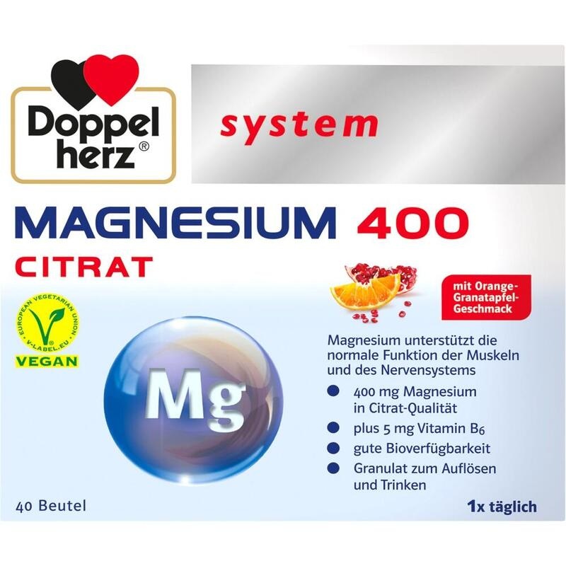 DOPPELHERZ Magnesium 400 Citrat system Granulat
