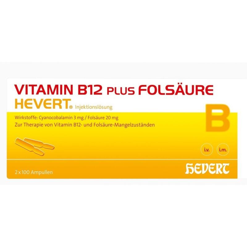 VITAMIN B12 PLUS Folsäure Hevert a 2 ml Ampullen