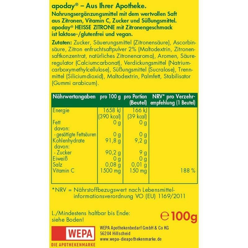 APODAY heiße Zitrone Vit.C Pulver