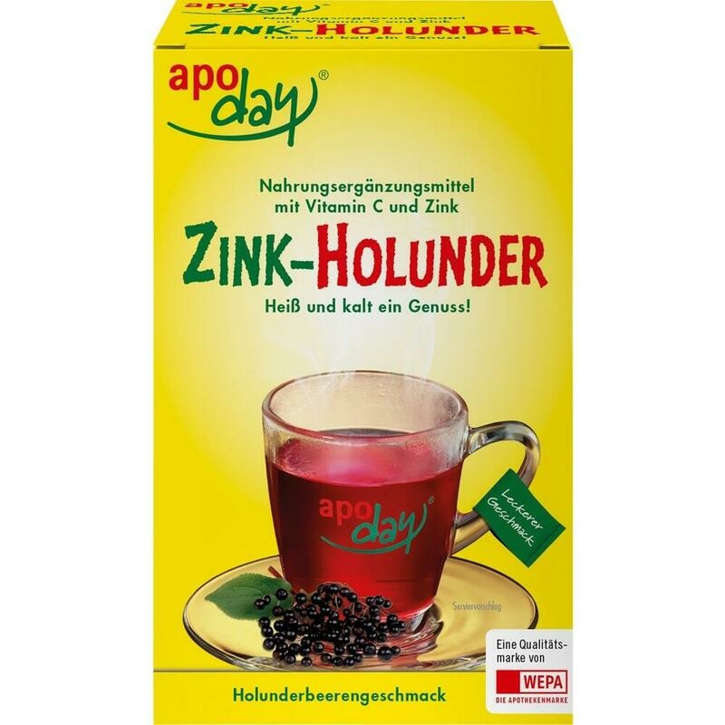 APODAY Holunder Vitamin C+Zink zuckerfrei Pulver