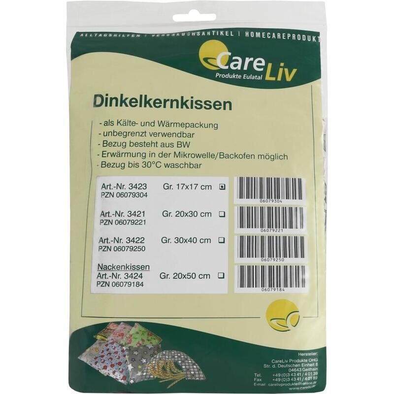 DINKELKERN Wärmekissen m.Bezug 17x17 cm