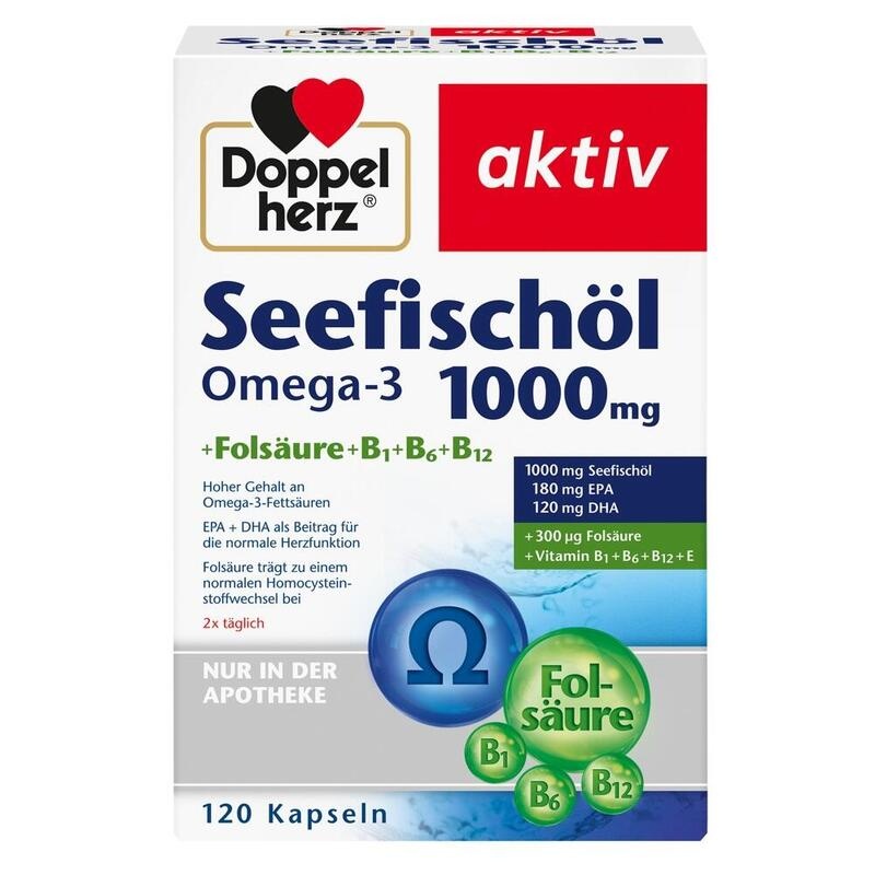 DOPPELHERZ Seefischöl Omega-3 1.000 mg+Fols.Kaps.