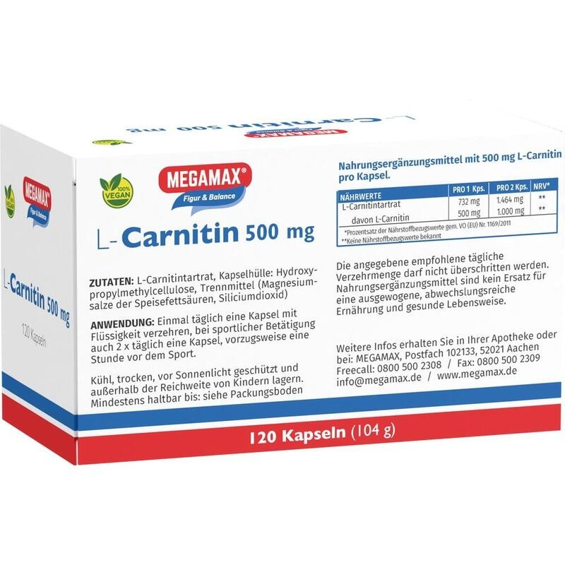 L-CARNITIN 500 mg Megamax Kapseln