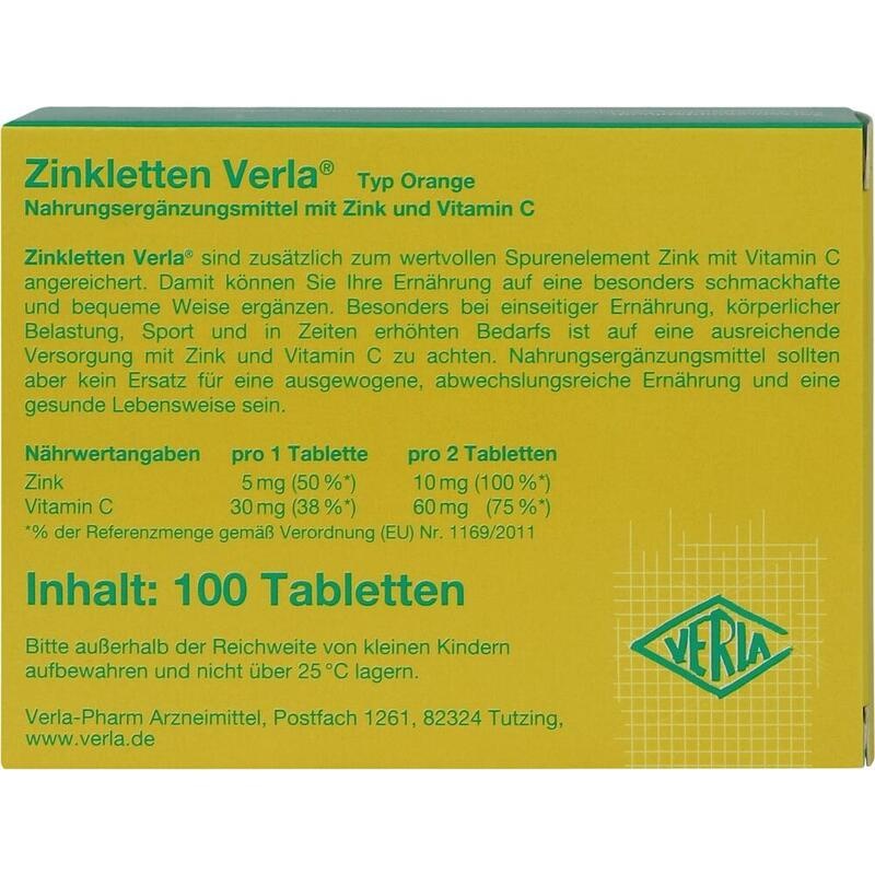 ZINKLETTEN Verla Orange Lutschtabletten