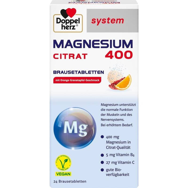 DOPPELHERZ Magnesium 400 Citrat system Brausetabl.