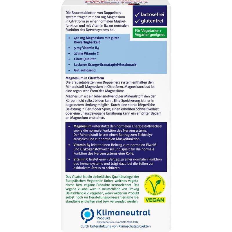 DOPPELHERZ Magnesium 400 Citrat system Brausetabl.