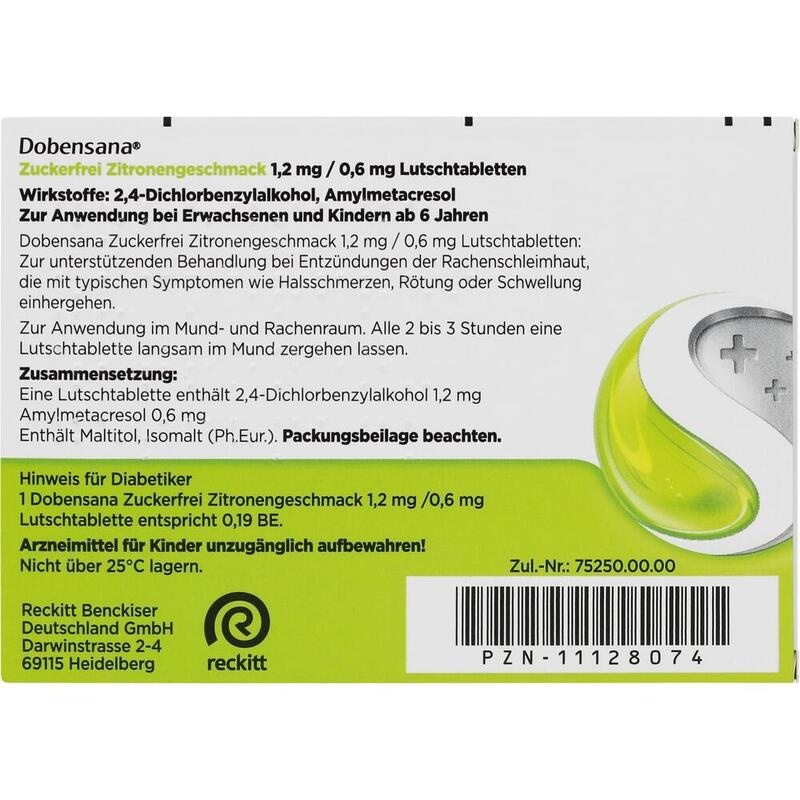 DOBENSANA zuckerfrei Zitronengesc.1,2mg/0,6mg Lut.
