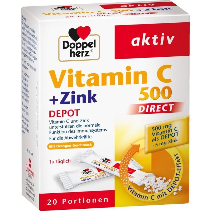 DOPPELHERZ Vitamin C 500+Zink Depot DIRECT Pellets