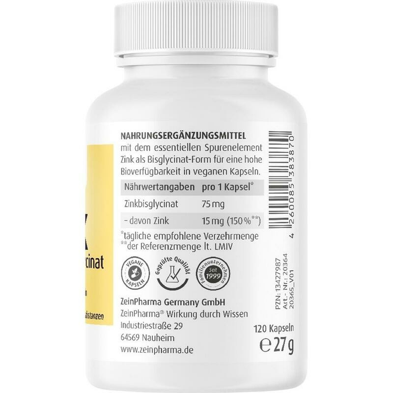 ZINK CHELAT 15 mg in magensaftresist.veg.Kaps.