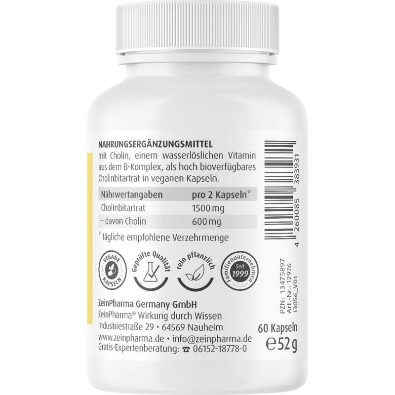 CHOLIN 600 mg rein aus Bitartrat veg.Kapseln