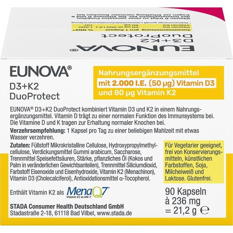 EUNOVA DuoProtect D3+K2 2000 I.E./80 μg Kapseln