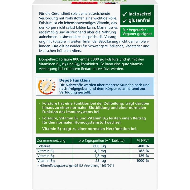 DOPPELHERZ Folsäure 800 Depot Tabletten