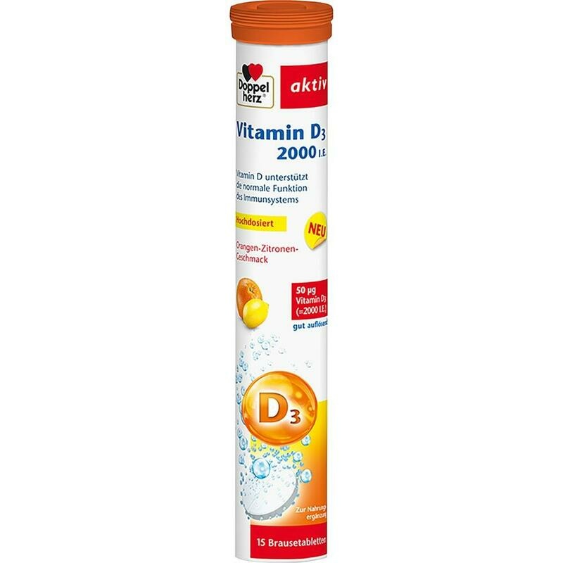 DOPPELHERZ Vitamin D3 2000 I.E. Brausetabletten