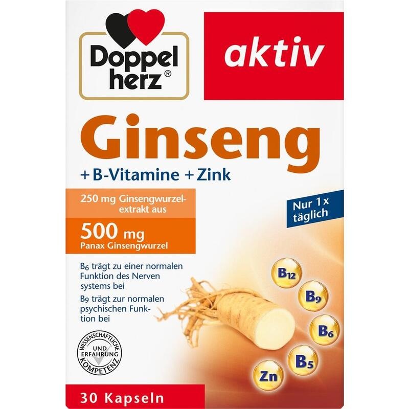 DOPPELHERZ Ginseng 250+B-Vitamine+Zink Kapseln