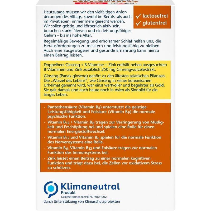 DOPPELHERZ Ginseng 250+B-Vitamine+Zink Kapseln