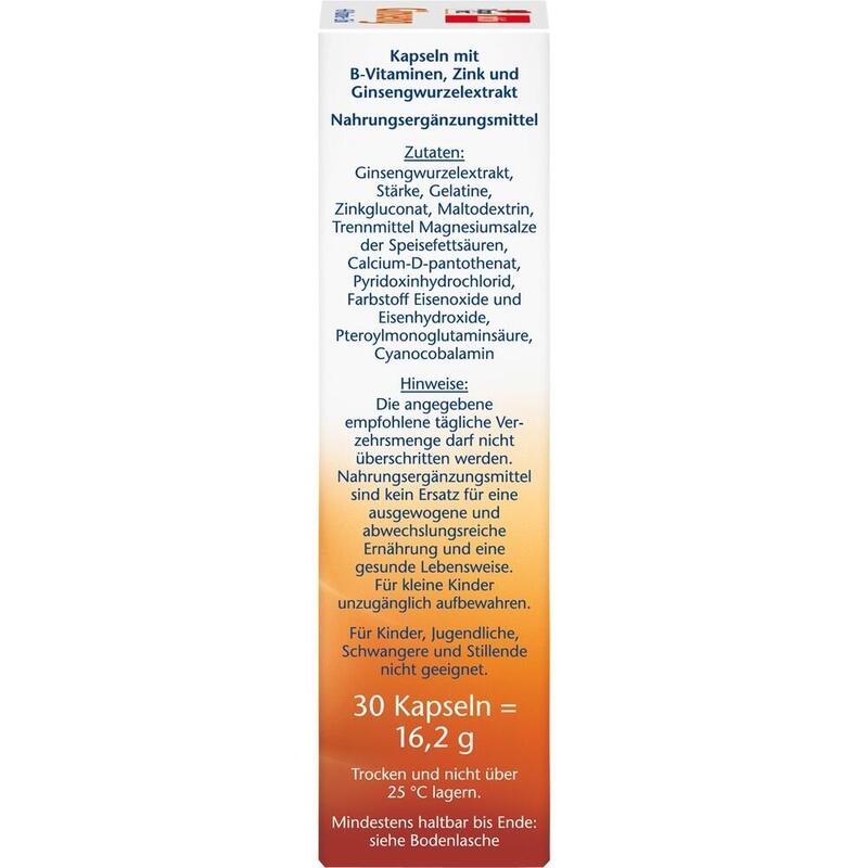 DOPPELHERZ Ginseng 250+B-Vitamine+Zink Kapseln