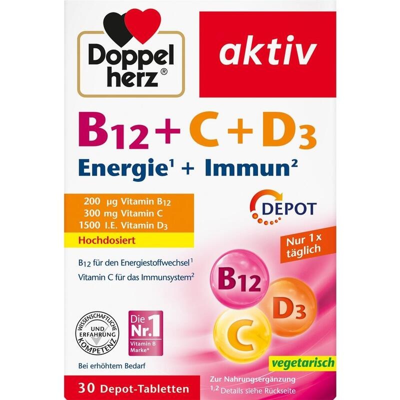 DOPPELHERZ B12+C+D3 Depot aktiv Tabletten