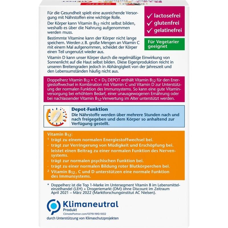 DOPPELHERZ B12+C+D3 Depot aktiv Tabletten