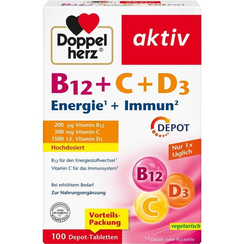 DOPPELHERZ B12+C+D3 Depot aktiv Tabletten