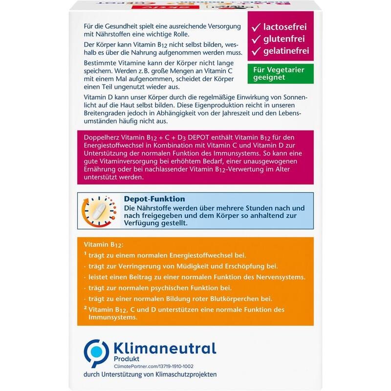 DOPPELHERZ B12+C+D3 Depot aktiv Tabletten