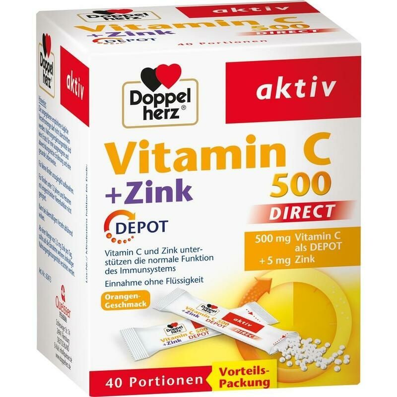 DOPPELHERZ Vitamin C 500+Zink Depot DIRECT Pellets