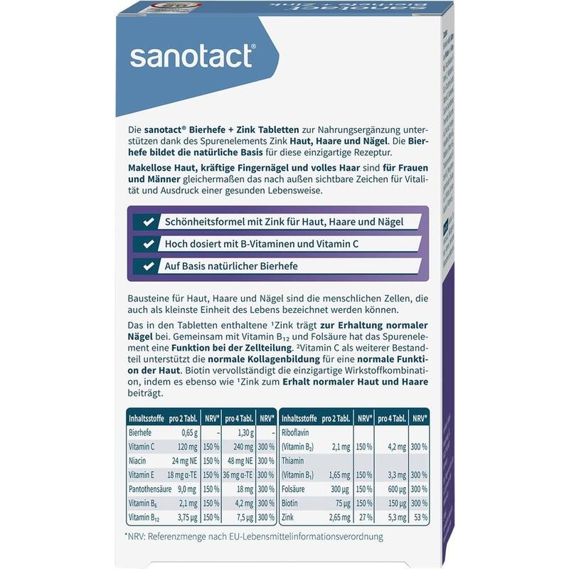 SANOTACT Bierhefe+Zink Tabletten