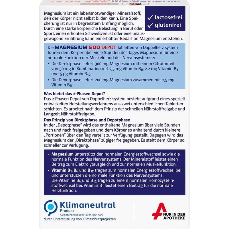 DOPPELHERZ Magnesium 500 Depot system Tabletten