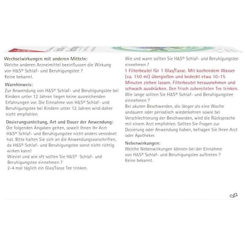 H&S Schlaf- und Beruhigungstee Filterbeutel
