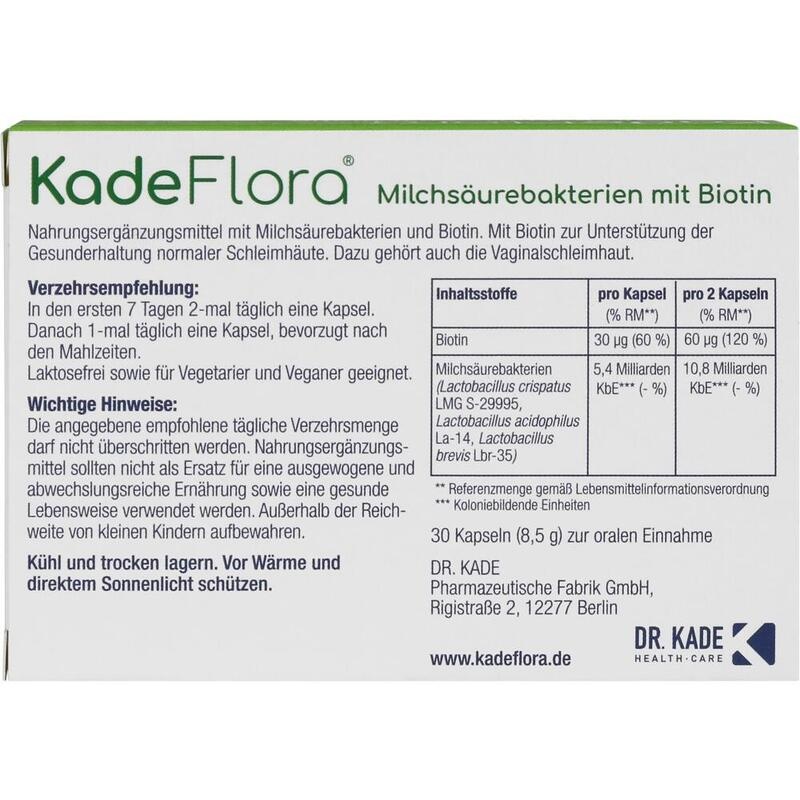 KADEFLORA Milchsäurebakterien mit Biotin Kapseln