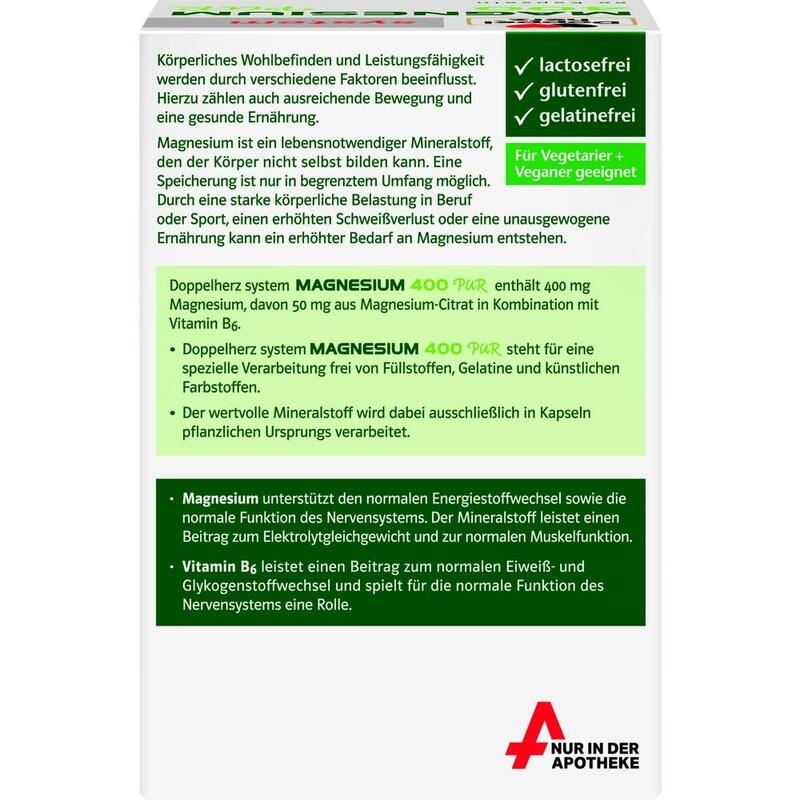 DOPPELHERZ Magnesium 400 Pur system Kapseln